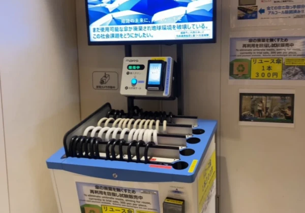 リユース傘実験　姫路駅